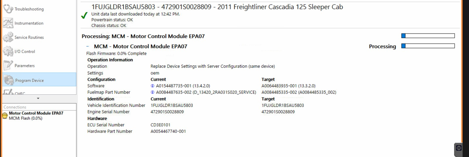 Programación de Fábrica Cascadia