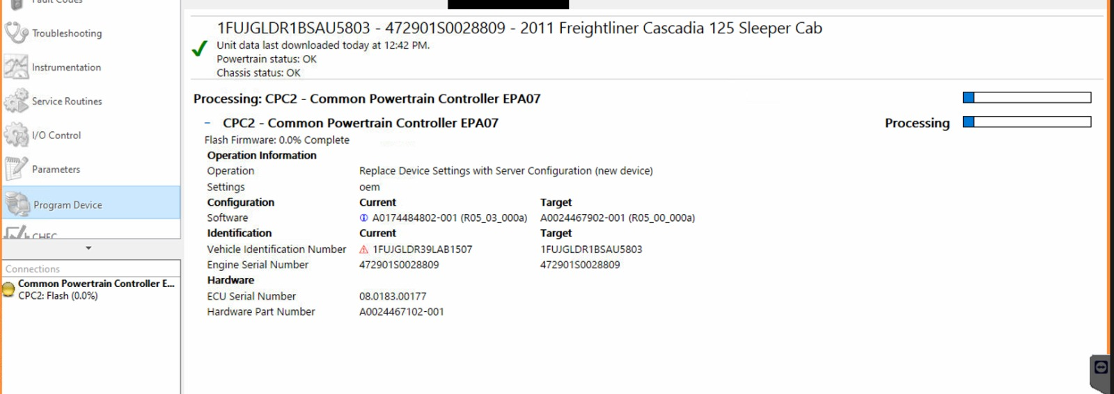 Programación de Fábrica Cascadia